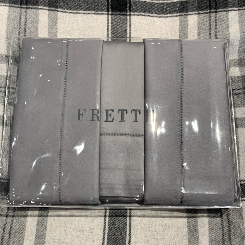 FRETTE MONZA QUEEN 4 PIECE SHEET SET GREY SATEEN
